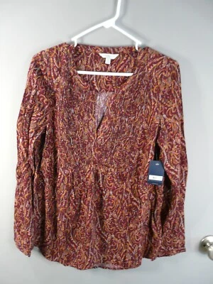 Top campesino floral boho manga larga S Lucky Brand para mujer nuevo con etiquetas Foto 1 de 4