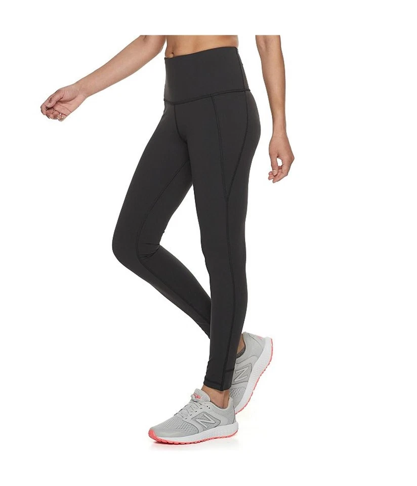 Calça atlética Reebok feminina luxo cintura alta compressão, preta, pequena - Imagem 1 de 1