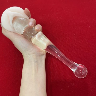 Consolador de vidrio de 8,1" punto G masajeador de clítoris anal tapón trasero juguetes sexuales para mujeres hombres  Foto 1 de 4