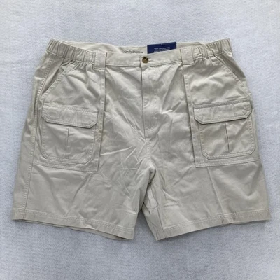 Croft & Barrow Side-Elastic Cargo Shorts Mens 44 Khaki Relaxed Utility Hiking - Image 1 of 4