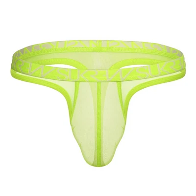 Tanga SUKREW malha cintura super baixa elástica sem forro amarelo ácido transparente 43 - Imagem 1 de 4