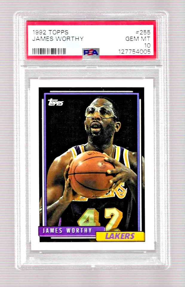Tarjeta de baloncesto Topps 1992 #255 Hof James Worthy PSA 10 NBA Los Angeles Lakers Foto 1 de 4