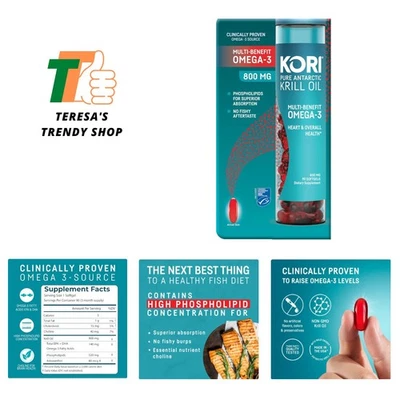 Aceite de Krill Antártico Suplemento Omega 3, EPA y DHA, con Absorción Superior v... Foto 1 de 4