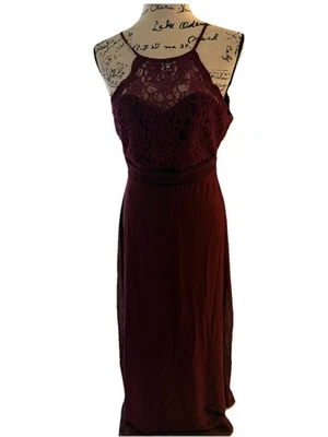 Vestido formal Bill Levkoff feminino borgonha floral renda dama de honra tamanho 4 - Imagem 1 de 3