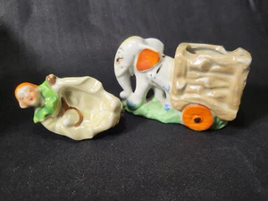 Vintage Pair, Lusterware, Circus, Clown, Elephant, Made In Japan - Picture 1 of 18