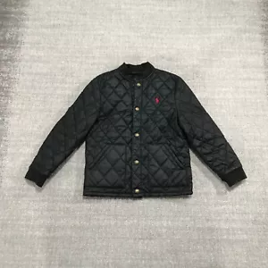 Polo Ralph Lauren Jacket Boys Small Snap Quilted Black Red Barn Chore Coat Kids - Picture 1 of 10