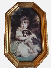 Framed print of painting, "Miss Bowles and her dog" by, Sir Joshua Reynolds...