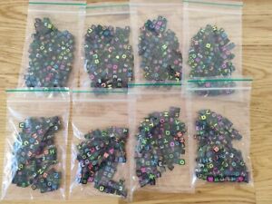 6 and 7 mm cube black neon colorful letter alphabet or number acrylic beads