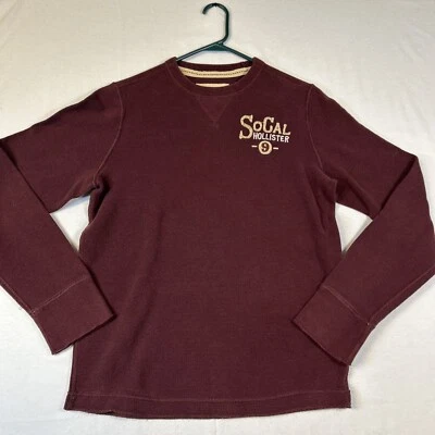 Camisa Pullover Hollister Para Hombres Cuello Redondo Manga Larga Grande Granate Bordada Foto 1 de 4