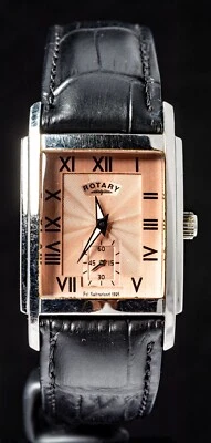 Rotary Salmon Sub-Dial Tank Men's Quartz Swiss Watch --  Working, 29 x 32mm Case - image 1 of 4