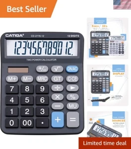 Durable Battery & Solar Powered 12-Digit Desk Calculator with Big LCD Screen - Picture 1 of 9