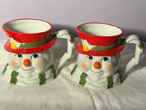 Possible Dreams 1993 2er Set Weihnachten Porzellan Schneemann Gesicht Tassen EX9929 - Bild 1 von 8