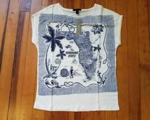 NEW WOMEN'S XS M L XL J CREW FLORIDA DESTINATION ART LINEN T-SHIRT - Picture 1 of 4