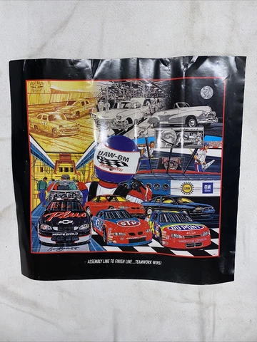 Sam Bass *Signed Poster 1998 * Assembly to Finish Line Teamwork UAW GM 24” X 23” Cover