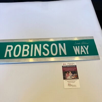 Frank Robinson Twice Signed 6x30 Street Sign Frank Robinson Way JSA COA - Image 1 of 4