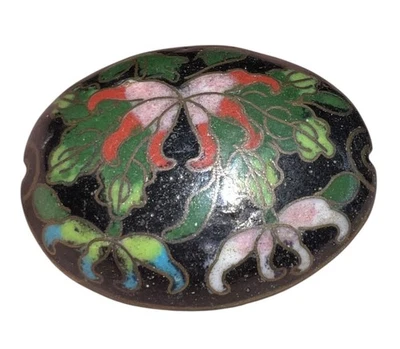 Colgante vintage negro cloisonne esmalte floral cuentas fabricación de joyas chinas Foto 1 de 4
