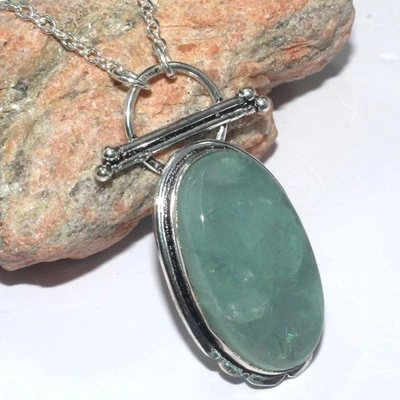 Impresionante Collar Hecho a Mano Aguamarina Chapado en Plata 925 20" Elegante Regalo GW Foto 1 de 3