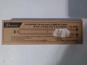 Seasonic Modular 12VHPWR 16-Pin PCIE5.0 ATX3.0 600W Power Cable - Picture 1 of 2