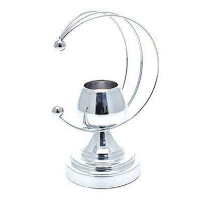 Candeliere Candelabro Portacandele per Candele In metallo argento 17x12x26 cm - Immagine 1 di 3