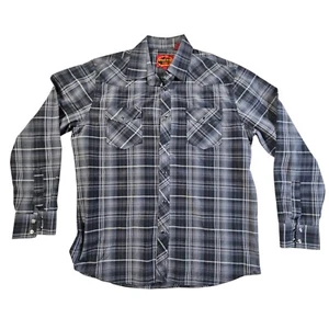 Attrak Jeans Hemd Knopfleiste Herren Large grau kariert Perlen Druckknopf Langarm - Bild 1 von 11