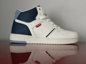 NWOB - Levis Kick Mid Trainers Junior / Older Childrens Blue on White Size 4 UK - Picture 1 of 13