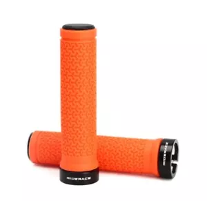 Mountain Bike and BMX HANDLE BAR GRIPS Lock on Anti-Skid Rubber Orange - Picture 1 of 9