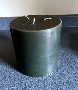 NEW LARGE 3-WICK 6" X 5" PILLAR CANDLE DARK GREEN - Picture 1 of 5