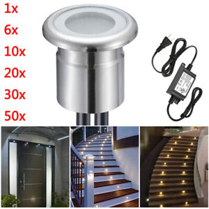 1-30pcs LED Deck Recessed Floor Garden Pathway Outdoor Inground Stair Lights 12V