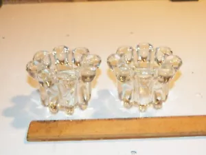 Coppia portacandele vintage KIG Indonesia vetro trasparente conici petali fiori perline - Foto 1 di 5