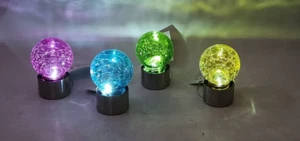 Solar Powered LED Light in Mini Crackle Glass Design for Garden, Patio & Pathway - Picture 1 of 14