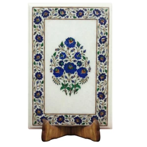 100% Genuine Stone I Handmade Antique Side Table Inlaid Semi Precious Gemstones - Picture 1 of 14