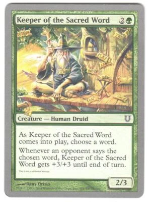 Magic_the_gathering Unhinged Keeper of the Sacred Word #101 2004,MTG,LP Common - Image 1 of 2