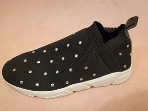 Boutique Girls Studded Black Slip On Sneakers Big Girls Size 3 EUC - Picture 1 of 7