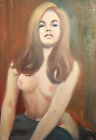 Vintage oil painting nude young woman portrait