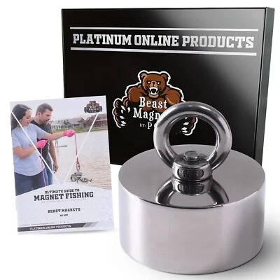 PLATINUM ONLINE PRODUCTS 2000LB Powerful N52 Fishing Magnet – 360° Strong Neodymium Magnet for Magnet ...