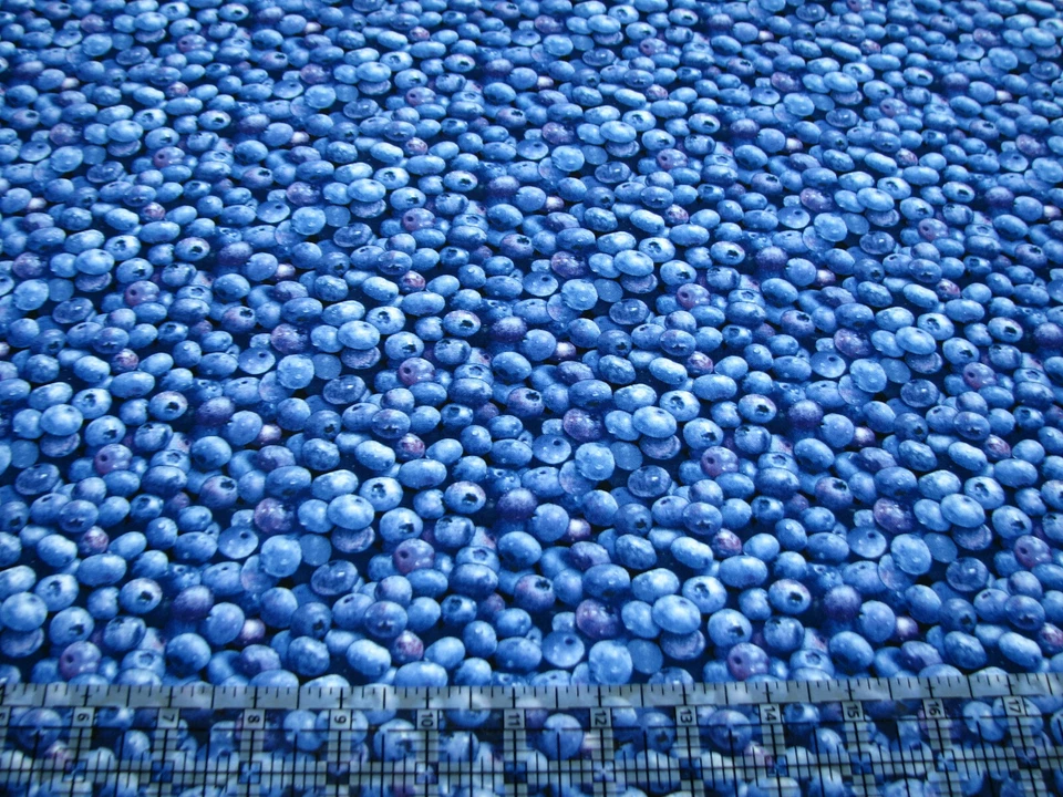 Tela de algodón digital de 3 yardas - Elizabeth's Studio Berry Good Blueberries empaquetados Foto 1 de 1