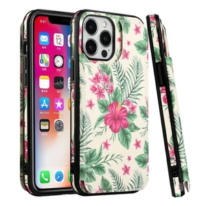 For iPhone 14 PLUS Case Vegan Leather Side Button Phone Wallet with Card Holder - Picture 1 of 61