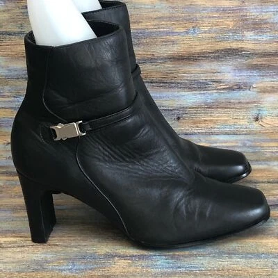 Hillard & Hanson Techno Mujer Botines Cremallera Cuero Parte Superior Negro Talla 8M Foto 1 de 4