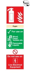 SIGNS & LABELS Foam Fire Extinguisher Sign - Rigid Polypropylene - 300mm x 100mm - Imagen 1 de 2