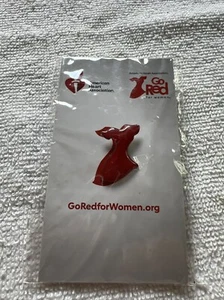 Insignia prendedor de vestido rojo Go Red American Heart Association vintage - Imagen 1 de 8