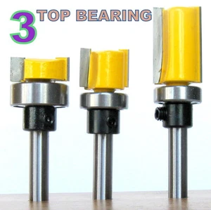 3pc 1/4" SH Top Bearing Trim Pattern Router Bit Set S - Picture 1 of 11