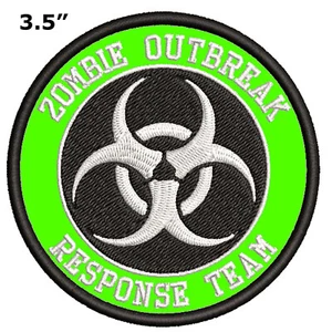 BIOHAZARD SYMBOL embroidered iron-on PATCH BLACK WARNING LOGO ZOMBIE APOCALYPSE - Picture 1 of 12