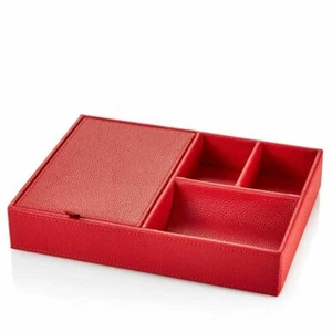 Campo Marzio Organizador de Escritorio Rojo Cereza Guijarro Cuero Escritorio Oficina de Negocios Nuevo con Etiquetas - Imagen 1 de 3