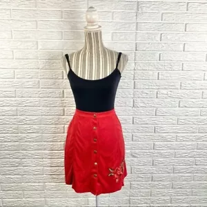 Falda Andree by Unit Roja Floral Botón Frontal Talla Grande - Imagen 1 de 8