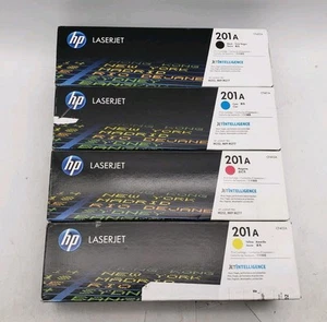 Set of 4 NEW HP 201A Toner Cartridge Yellow Cyan Black Magenta - Photo 1/4