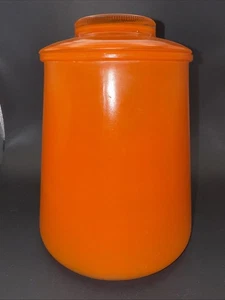 Vtg Orange Glass Canister w/Lid Clear Bottom 8.5”Hx 8.5”W 2 lbs 11oz - Picture 1 of 9