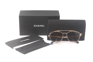 Chanel Pilot Sunglasses CH4290Q Sonnenbrille Gold /Braun 56/140mm OVP & Rechnung - Bild 1 von 8