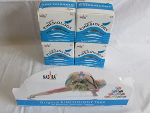 4x Rolls Nasara Original Kinesiology Sport Therapy Tape Blue - Picture 1 of 3