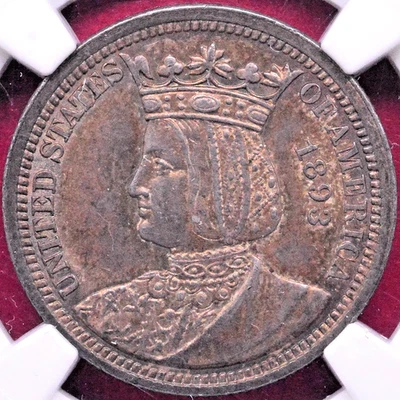 NGC AU-58! 1893 ISABELLA COLUMBIAN QUARTER - Image 1 of 3