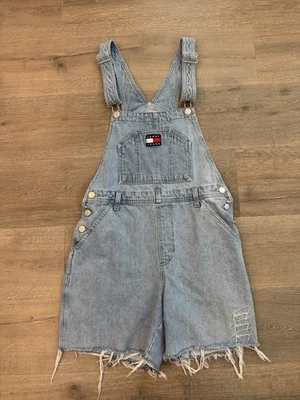 Tommy Hilfiger Shortalls Short Overalls Distressed Light Wash Vintage Style - Изображение 1 из 4